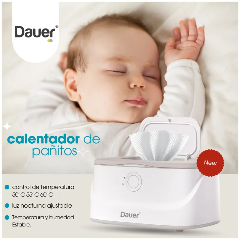 DAUER - Calentador de Pañitos Húmedos y Toallitas con Luz Graduable