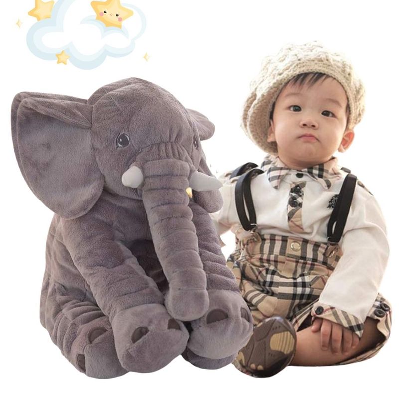 GENERICO - Almohada Elefante 60 cm largo Antialergica Peluche Elefante