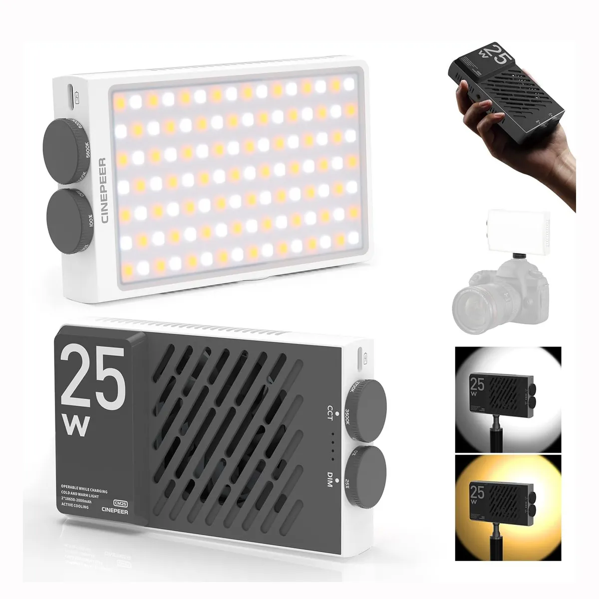 ZHIYUN - Zhiyun CINEPEER CM25 - Luz LED Portátil de 25W Bicolor