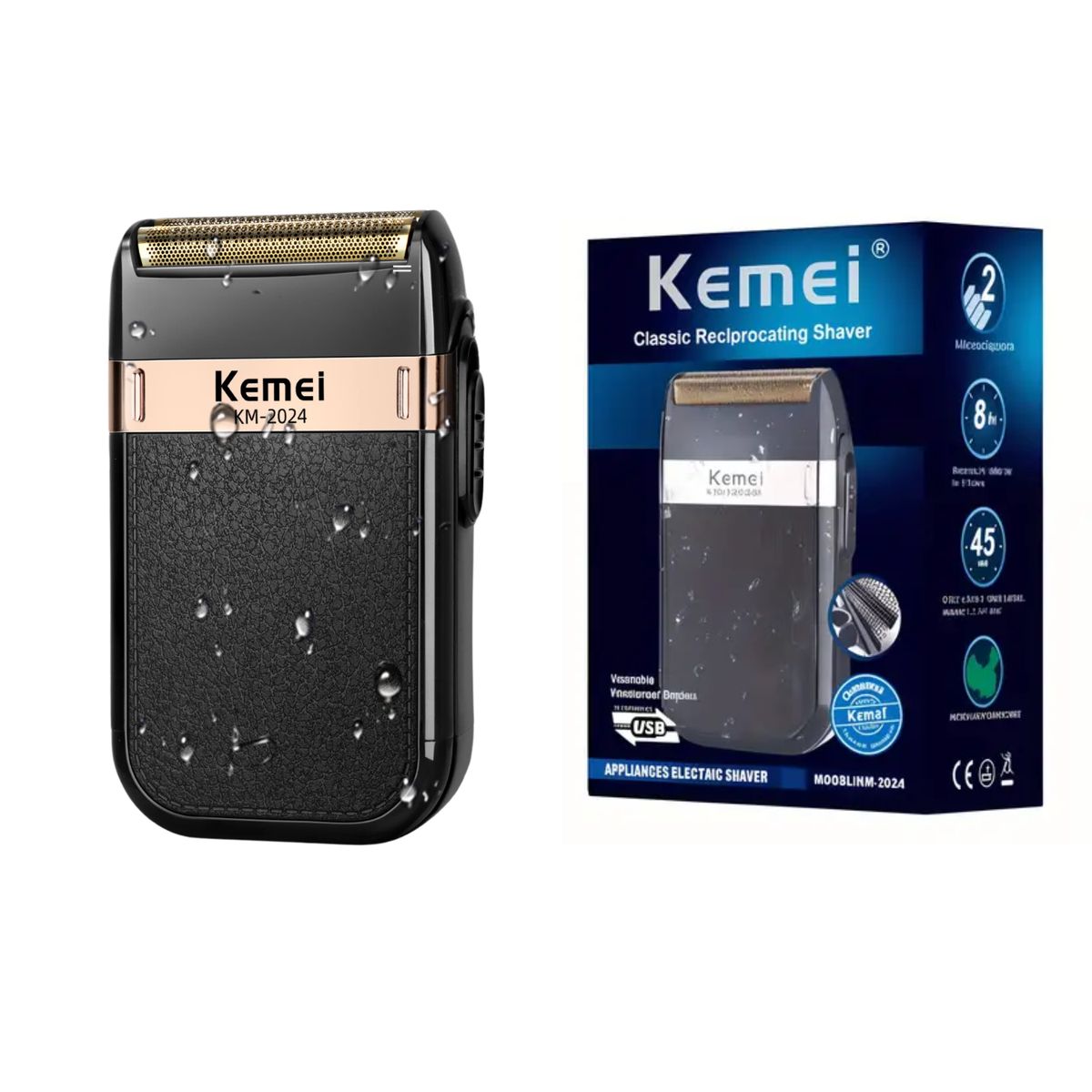 KEMEI - Afeitadora Eléctrica Impermeable para Hombre KEMEI 2024