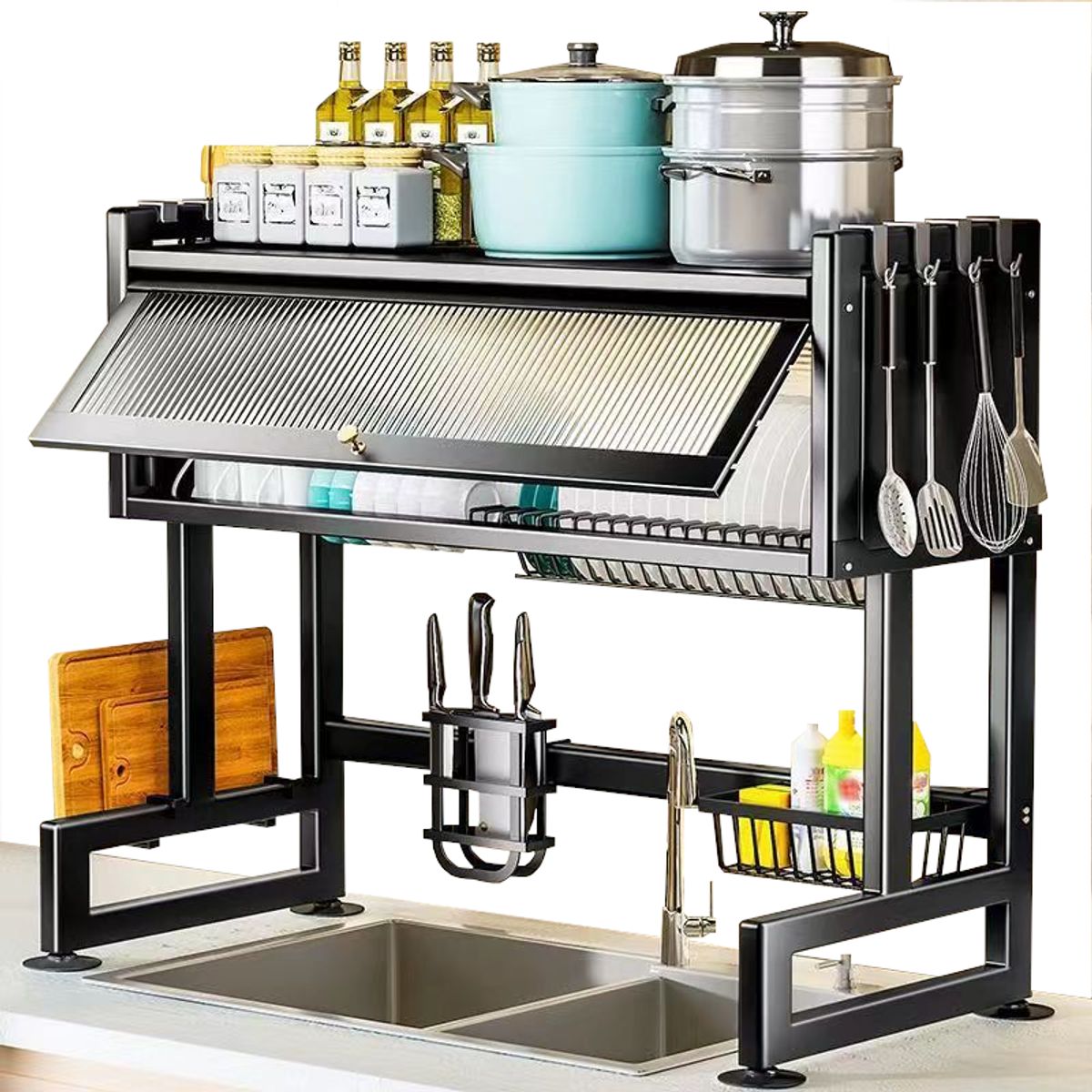 GENERICO - Escurridor de Platos en Acero de Color Negro