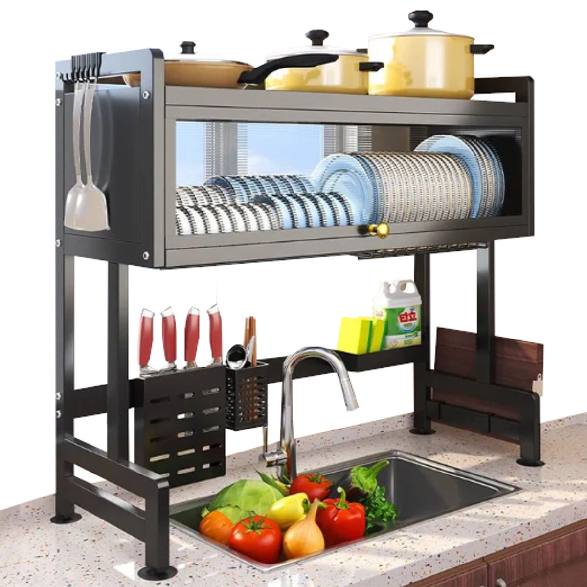 GENERICO - Escurridor de Platos en Acero de Color Negro