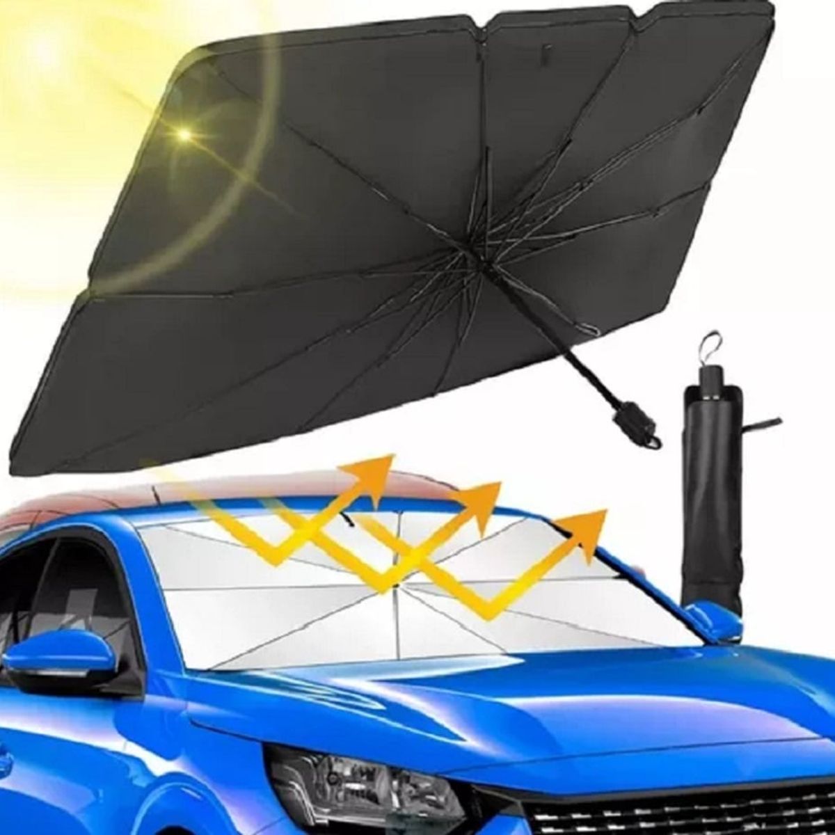 GENERICO - Tapasol Plegable Auto tipo Sombrilla para Parabrisas