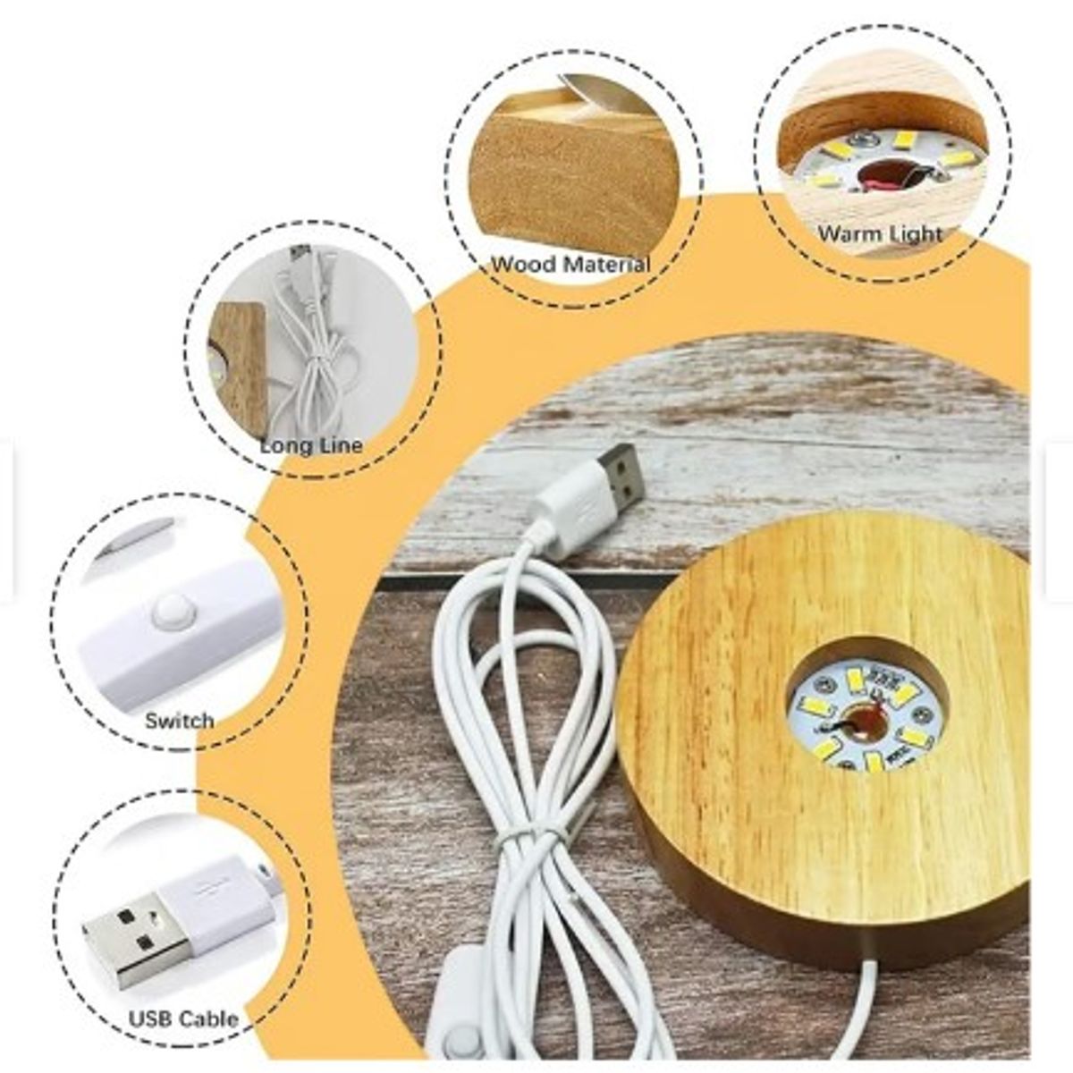 GENERICO - Esfera Con Diseño SATURNO 3D Mini Lámpara De Luz Cálida