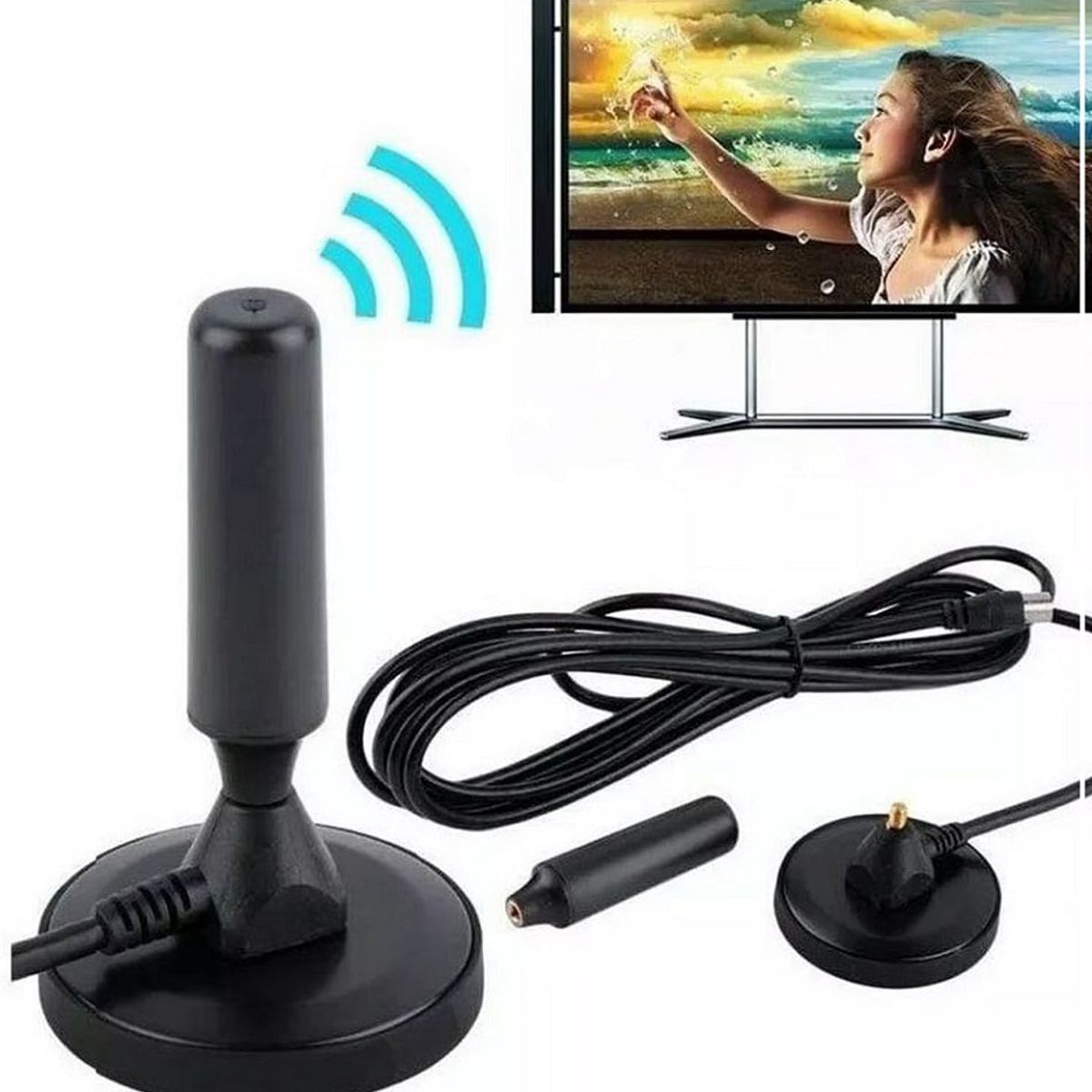 GENERICO - Antena hd de tv digital 360º de recepción cable 4.3 mts