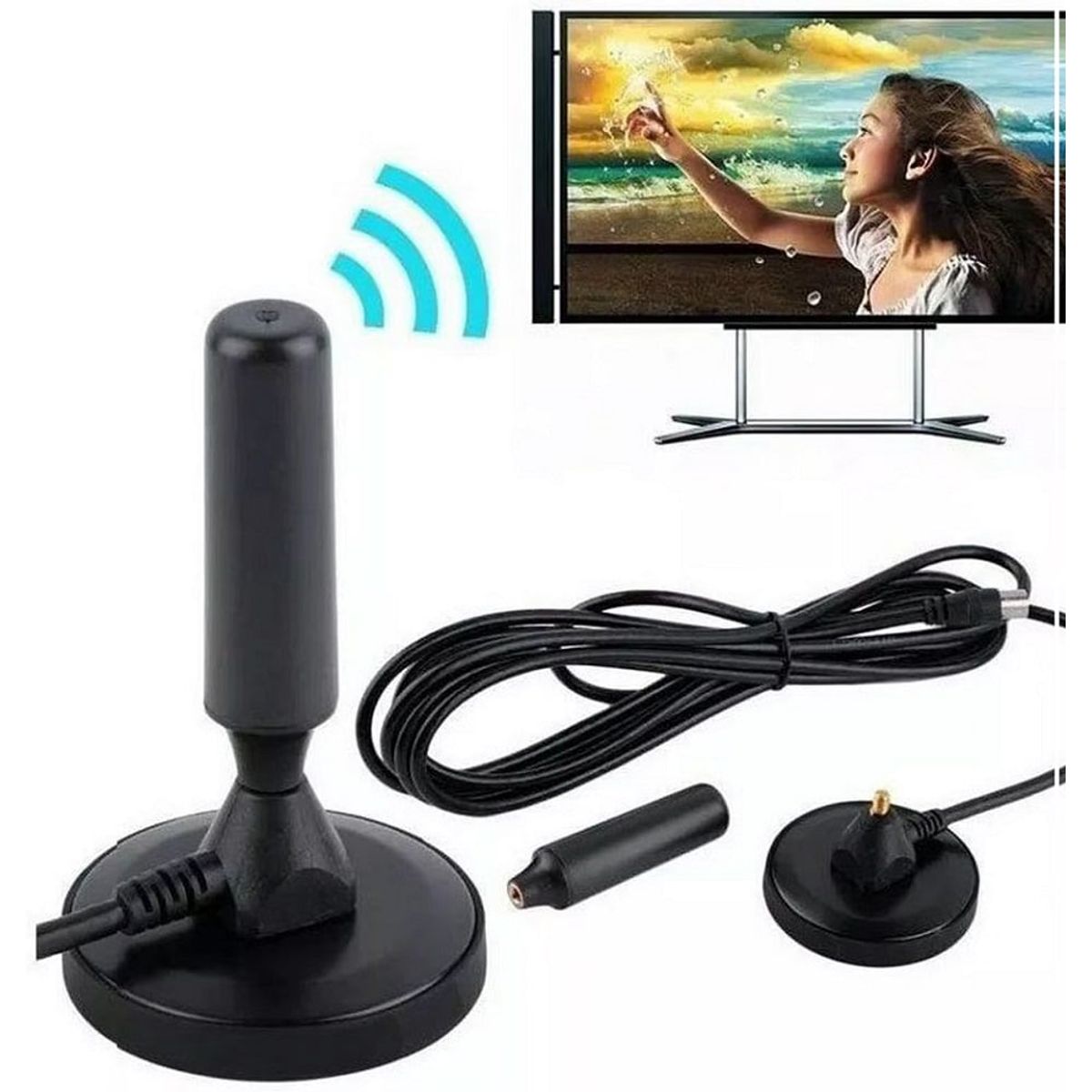 GENERICO - Antena hd de tv digital 360º de recepción cable 4.3 mts