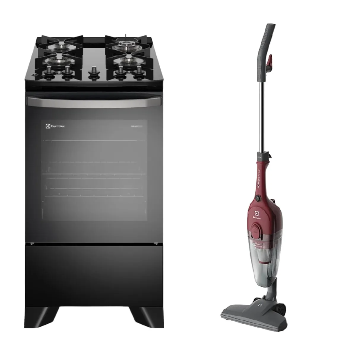 ELECTROLUX - Combo: Cocina 4 Quemadores Negro con Mesa de Vidrio FE4GP + Aspiradora vertical STK13 Electrolux