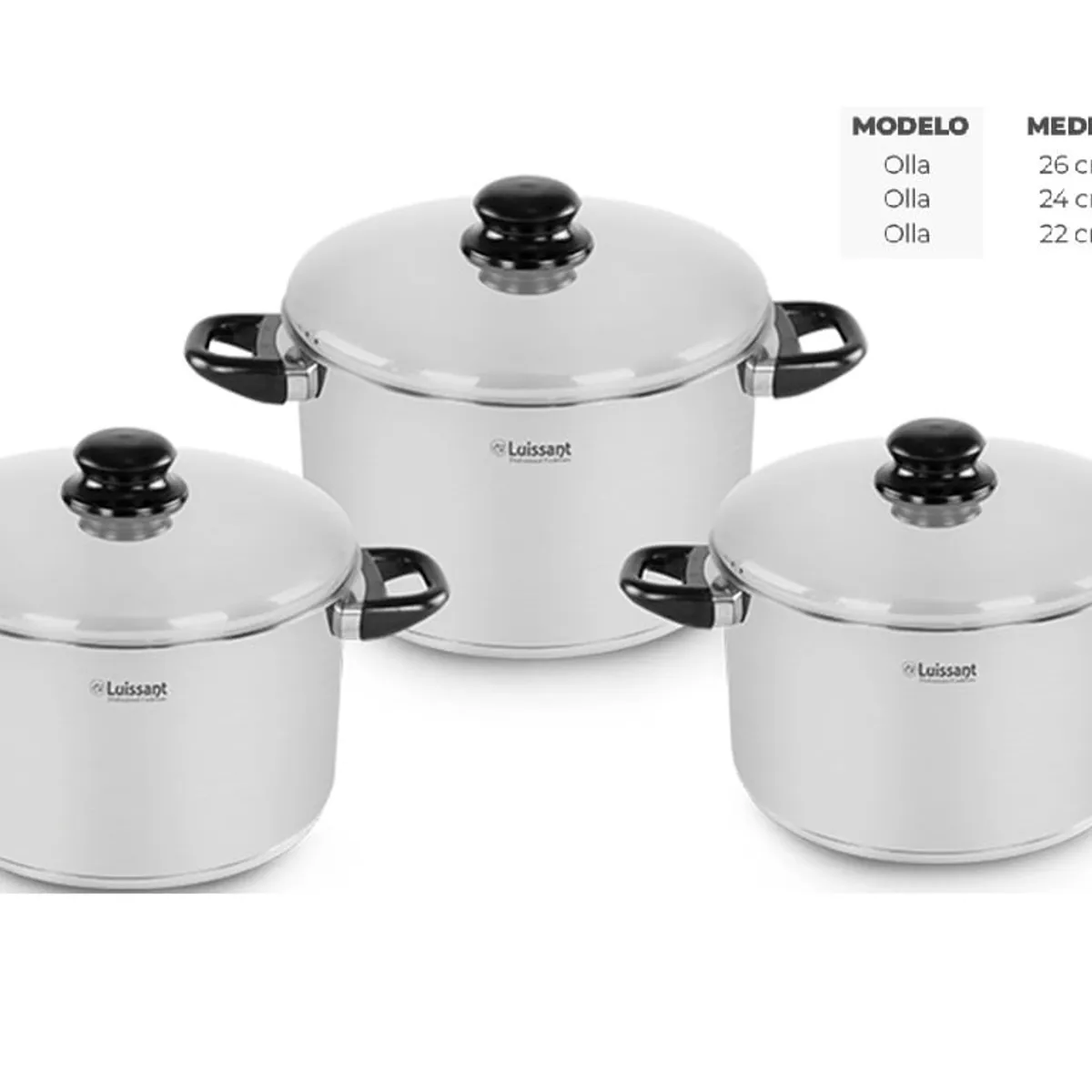 LUISSANT - Set de Ollas de Acero 6 piezas Luissant