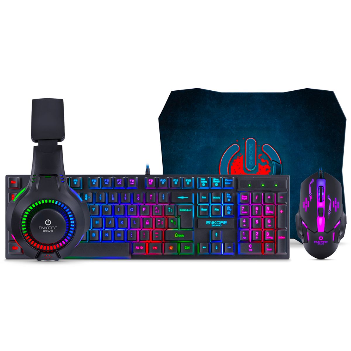 ENKORE - Kit Gamer 4 en 1 Bravio Enkore Luces Led