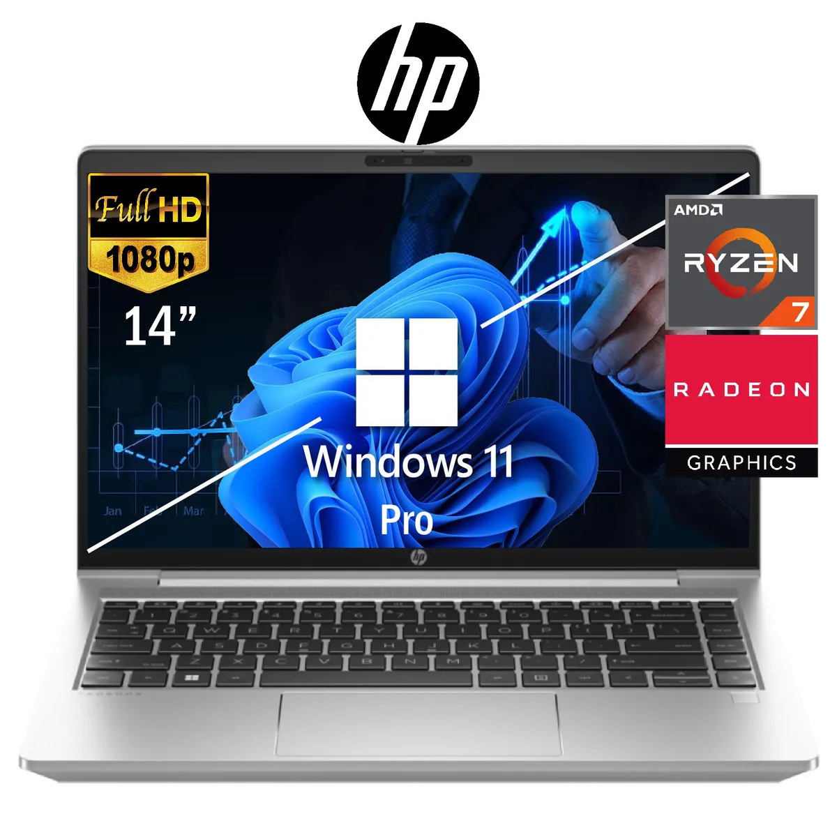 HP - Laptop PROBOOK 445 G10 AMD Ryzen 7-7730U Pantalla 14" FHD RAM 16GB SSD 512GB Windows Pro