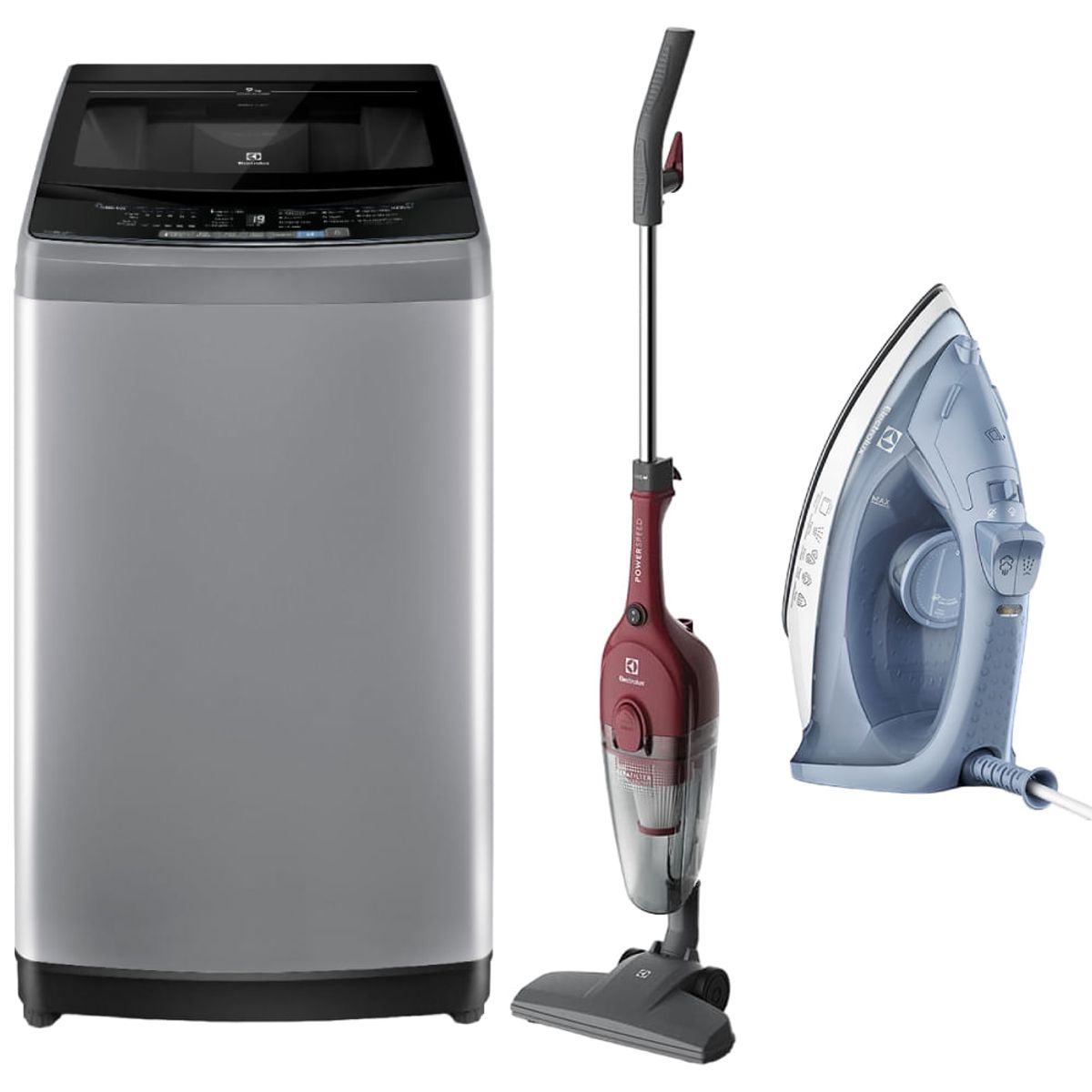ELECTROLUX - Combo Lavadora Carga Superior 9kg Gris EWIW09F2USVG + Plancha ESI10 + Aspiradora STK13 Electrolux
