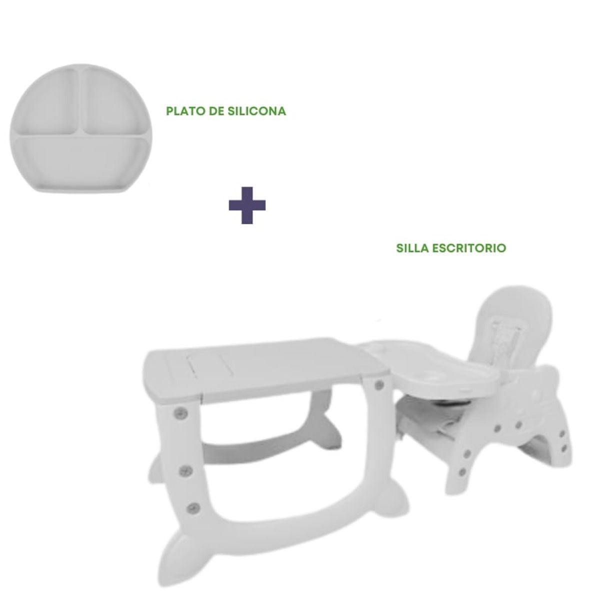 GENERICO - SILLA  DE COMER 3 EN 1 PARA BEBÉS INCLUYE PLATO DE SILICONA