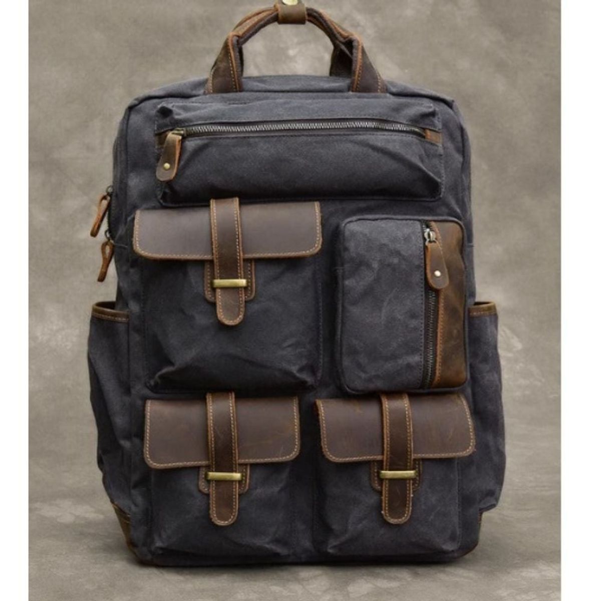 GENERICO - Mochila de tela lona impermeable con varios compartimiento