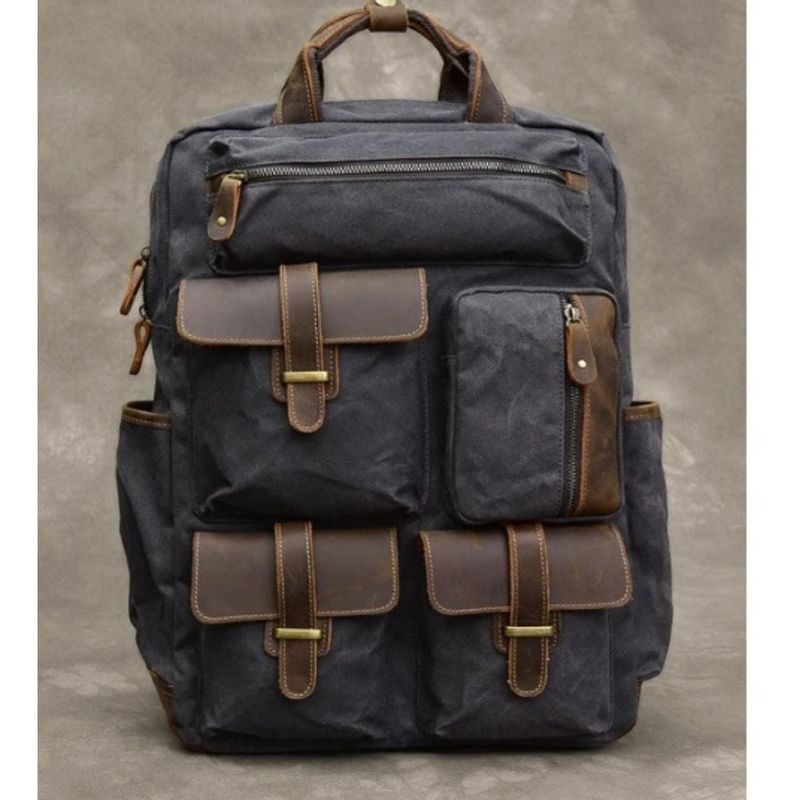 GENERICO - Mochila de tela lona impermeable con varios compartimiento