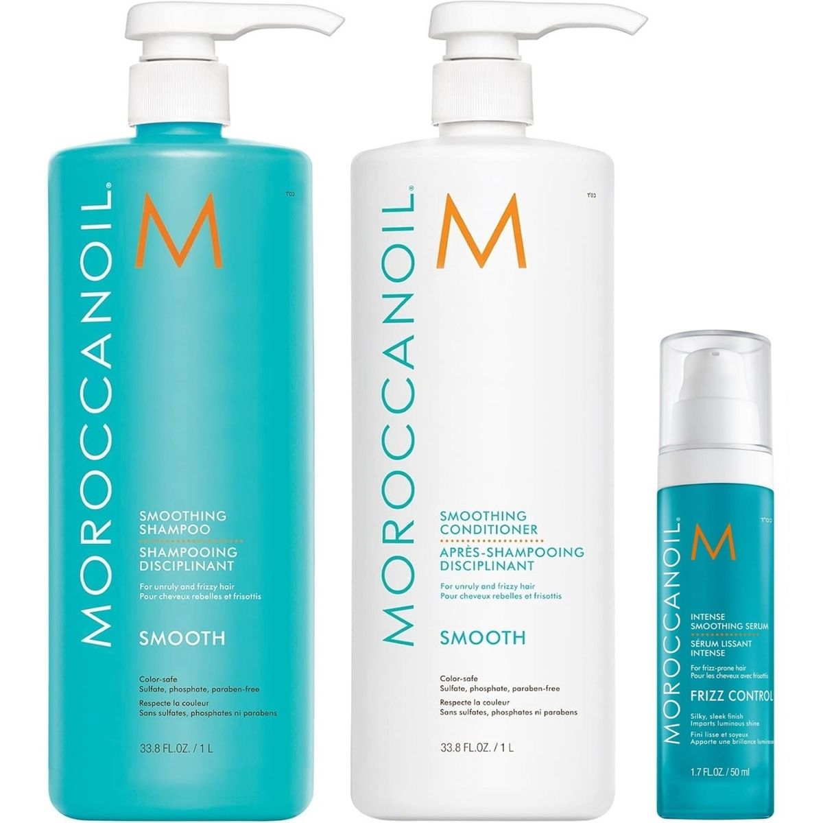 MOROCCANOIL - Shampoo Suavizante 1000ml + Acondicionador + Sérum Moroccanoil Smooth