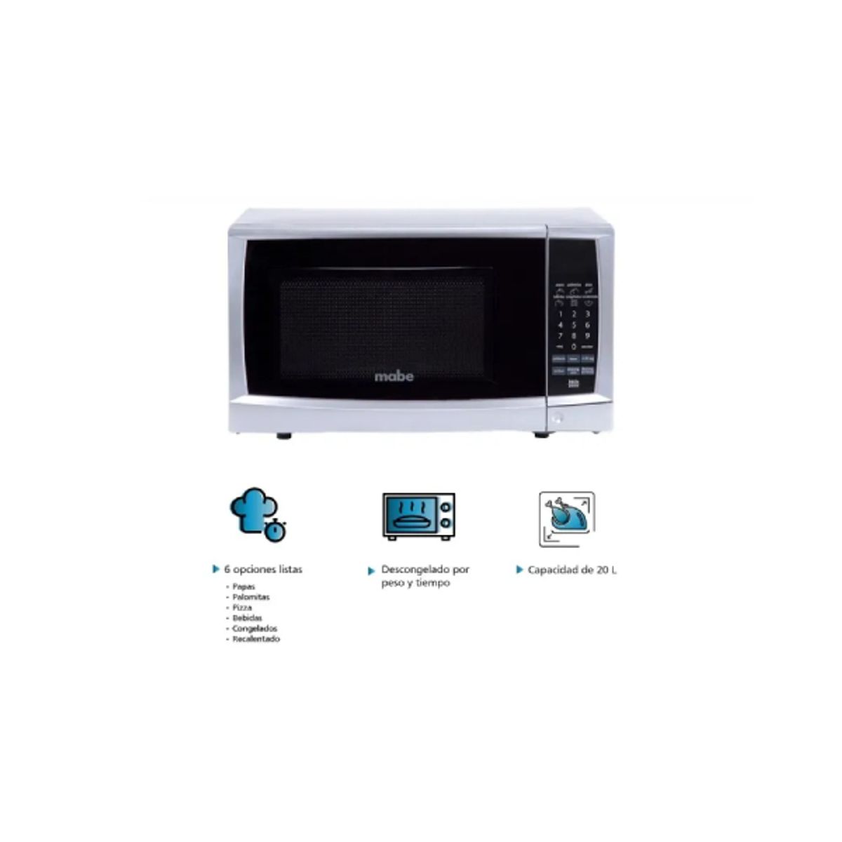 MABE - Horno microondas de 20L blanco silver - HMM20PEG.