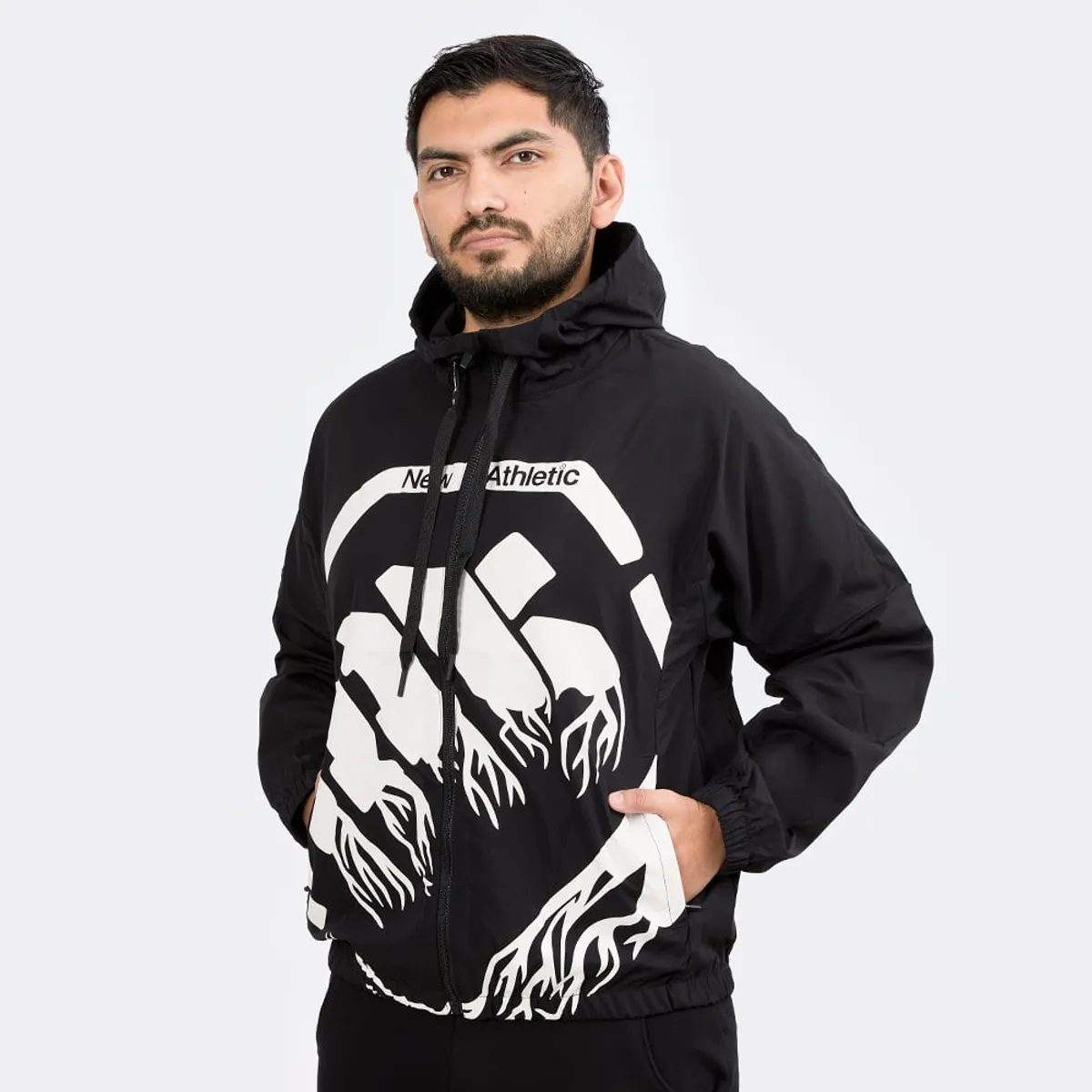 NEW ATHLETIC - CASACA NEW ATHLETIC RIK NEGRO CON BLANCO HOMBRE