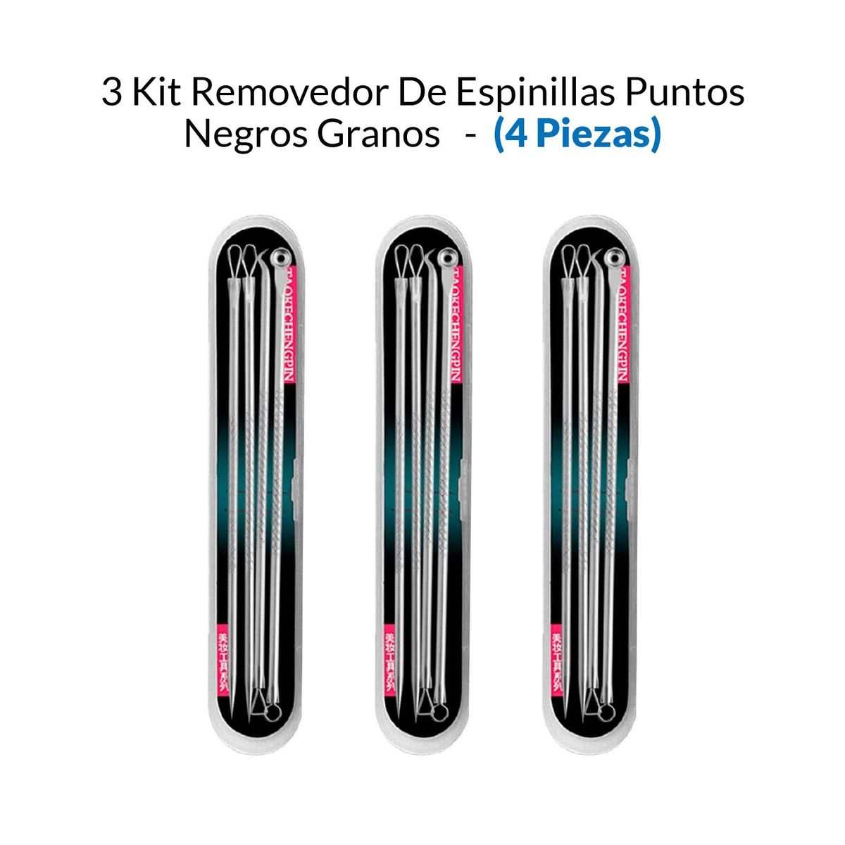 GENERICO - 3 Kit Removedor De Espinillas Puntos Negros Granos 4 Piezas_.