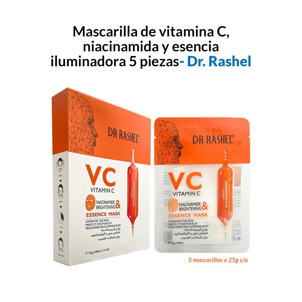GENERICO - Mascarilla Vitamina C Niacinamida Y Esencia Iluminadora 5 Piezas_.