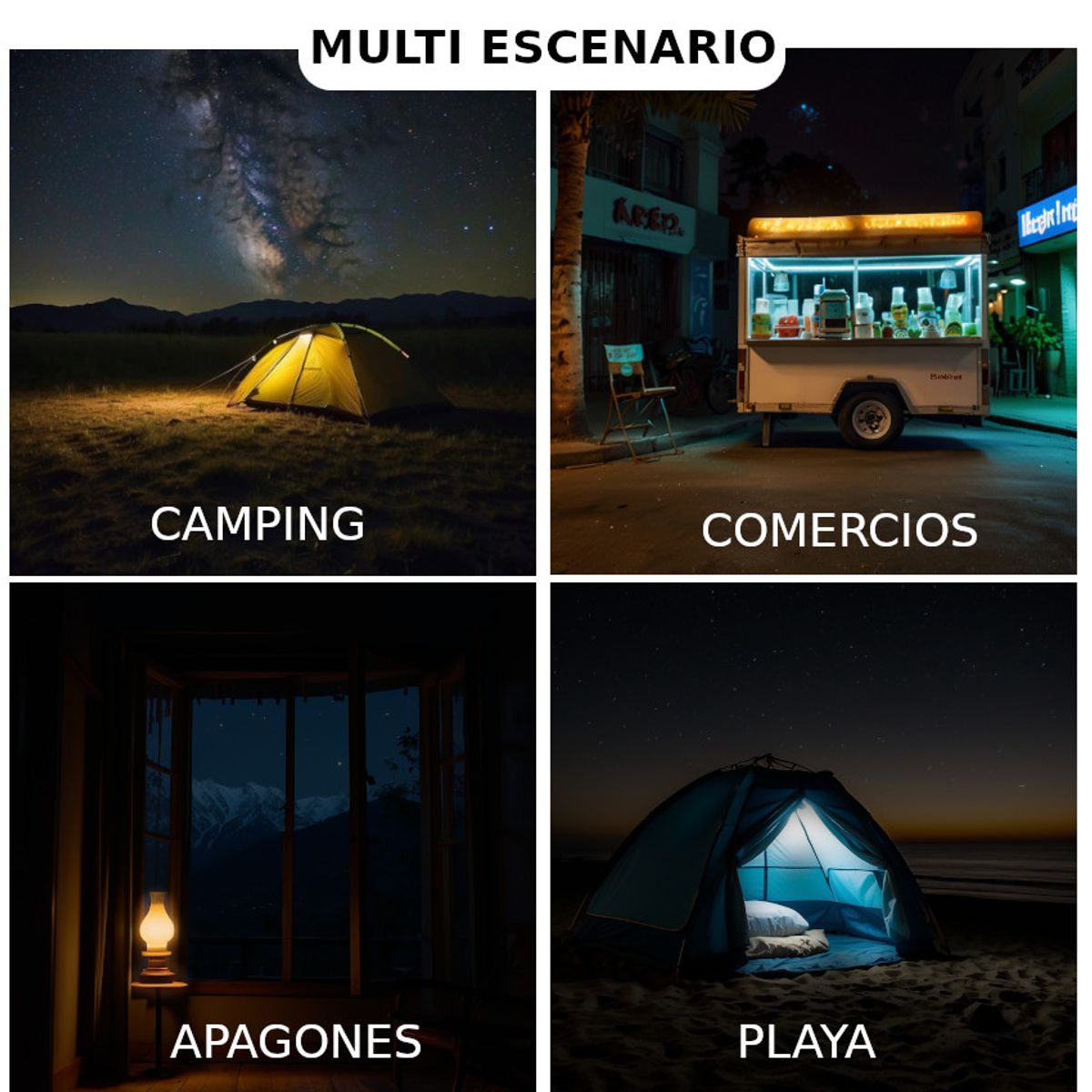 GENERICO - Foco Lampara Portatil Recargable Luminaria LED + 5 BATERIAS REMPLAZO