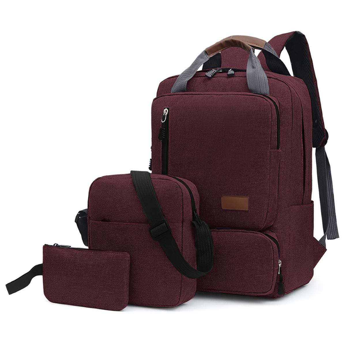 KELLER - Mochila Porta Laptop 15.6" 3 Piezas Guinda FD3