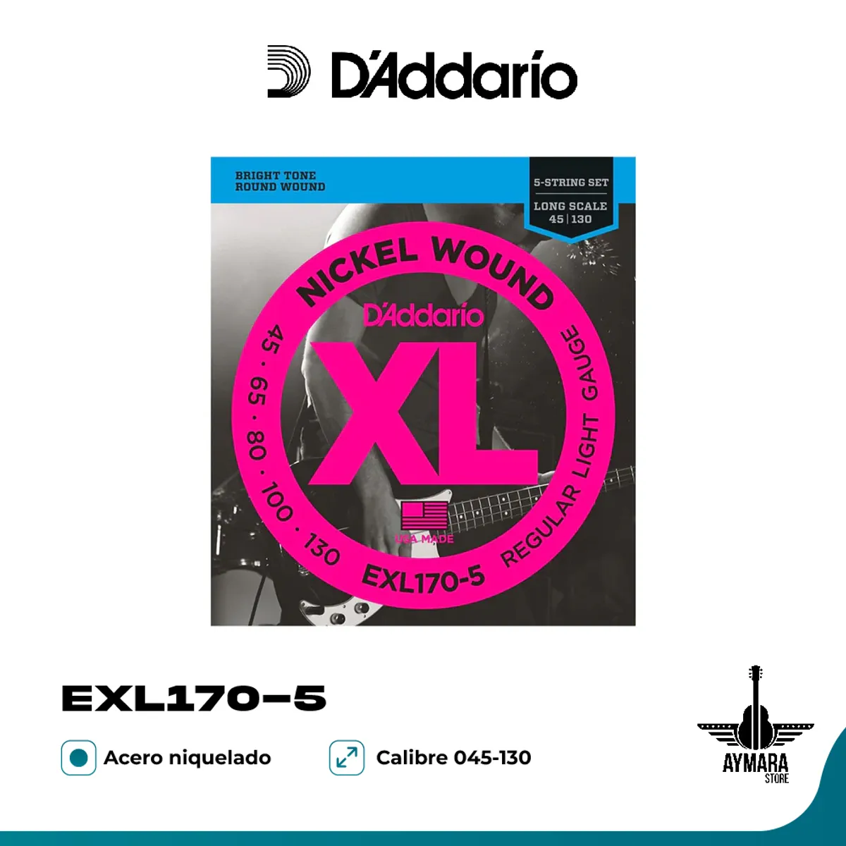DADDARIO - D'Addario EXL170-5 Cuerdas Bajo Eléctrico 045-130 5