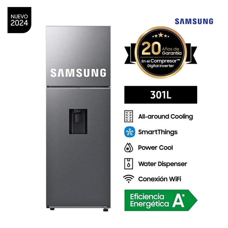 SAMSUNG - Refrigeradora Samsung Top Freezer No Frost 301 Litros RT31DG5220S9PE
