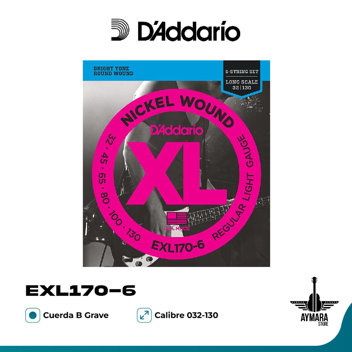 DADDARIO - D'Addario EXL170-6 Cuerdas Bajo Eléctrico 032-130 6