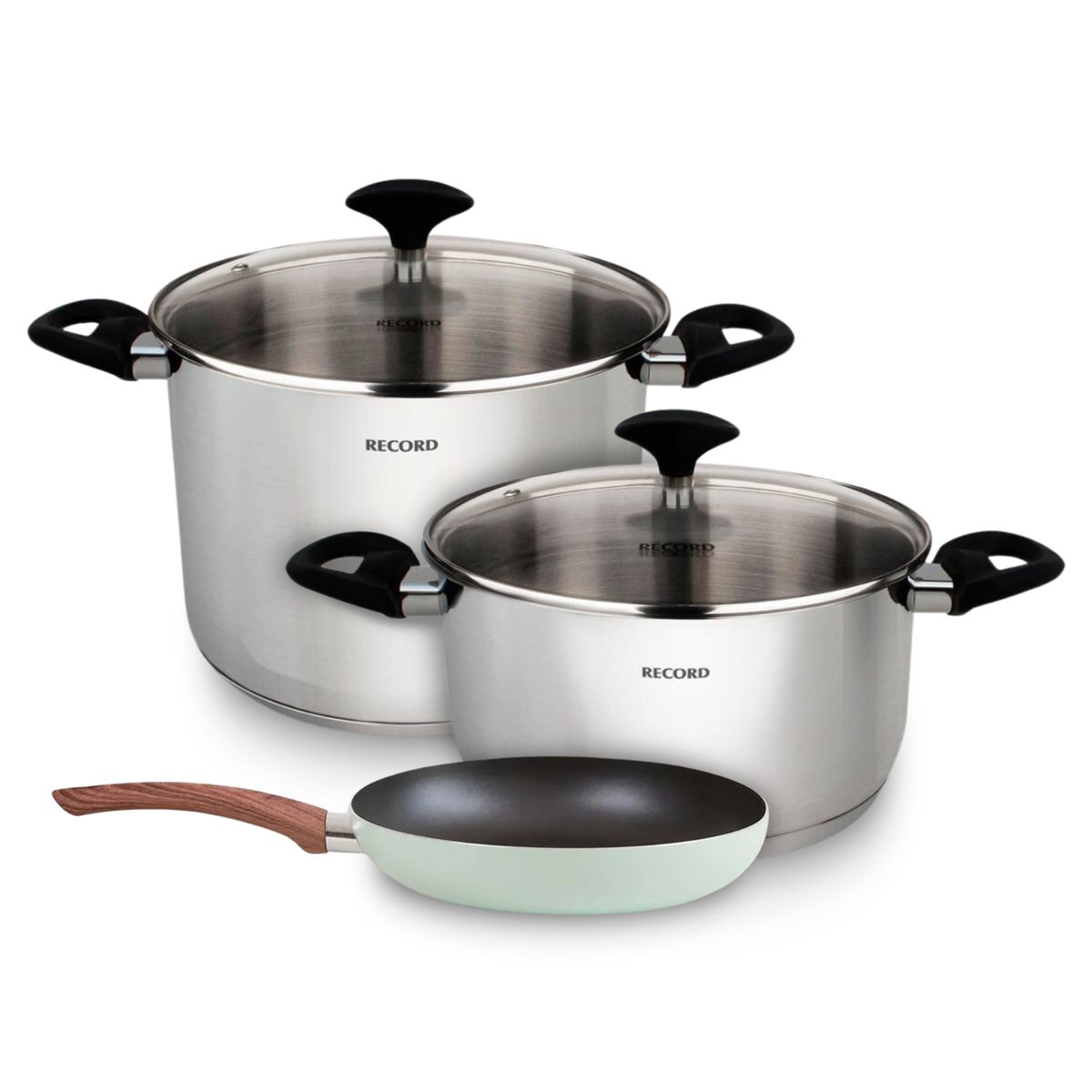 RECORD - Juego de Ollas Gia Plus Acero Inoxidable N°22-26 + Sartén Menta N°22