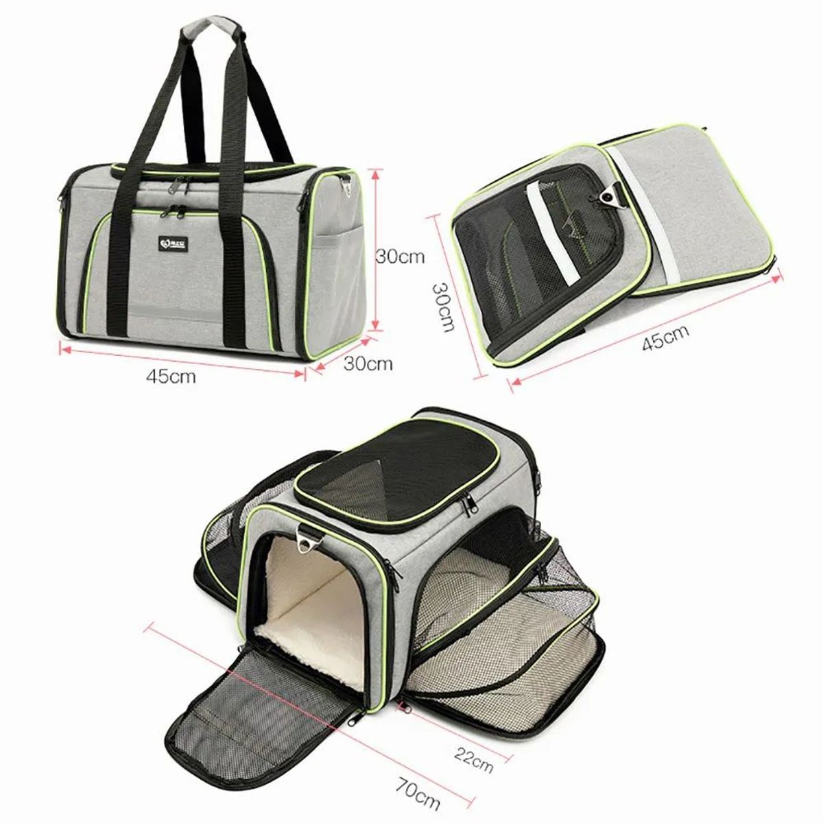 GENERICO - MALETÍN Expandible de Viaje para Mascotas Negro y Blanco