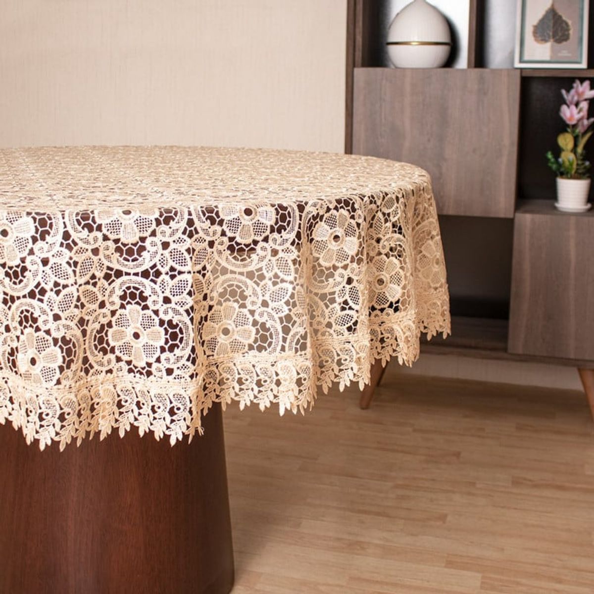 PANADECOR - Mantel Redondo Elegante Bordado Para 4-6 Sillas 183X183cm