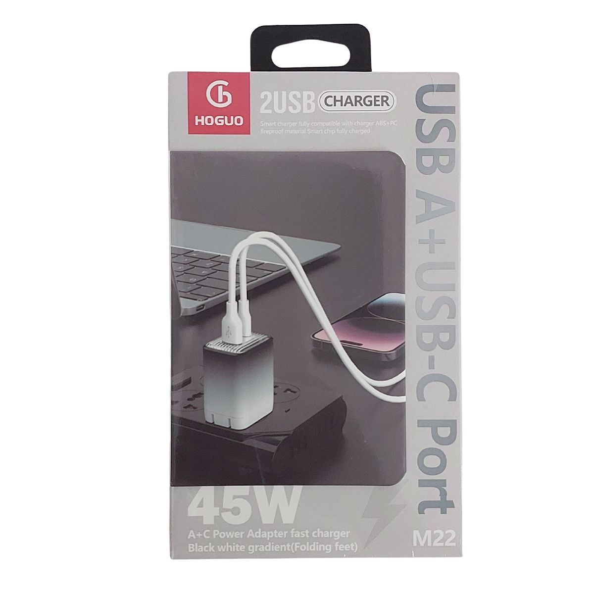 HOGUO - Hoguo - Cargador M22 45W USB A + Carga rápida USB-C