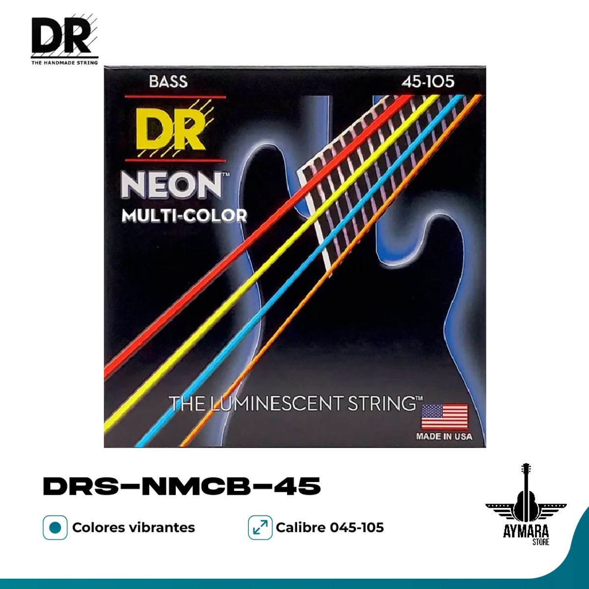 DR - DR DRS-NMCB-45 Cuerdas para Bajo HiDef Neon