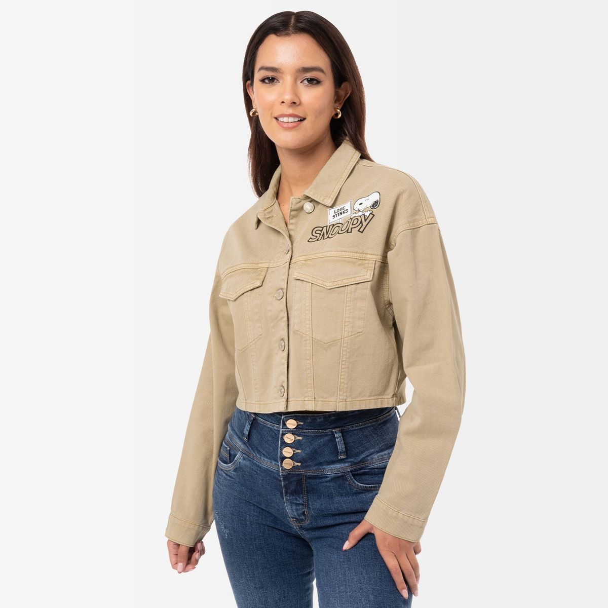 SQUEEZE - CASACA CROP TWILL COLOR HIT-SNOOPY BEIGE