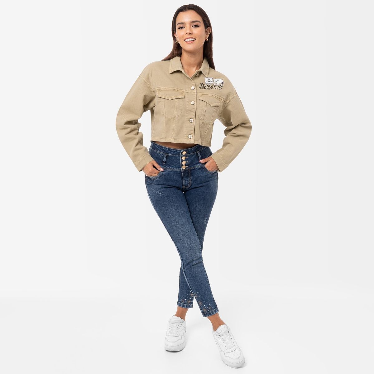 SQUEEZE - CASACA CROP TWILL COLOR HIT-SNOOPY BEIGE