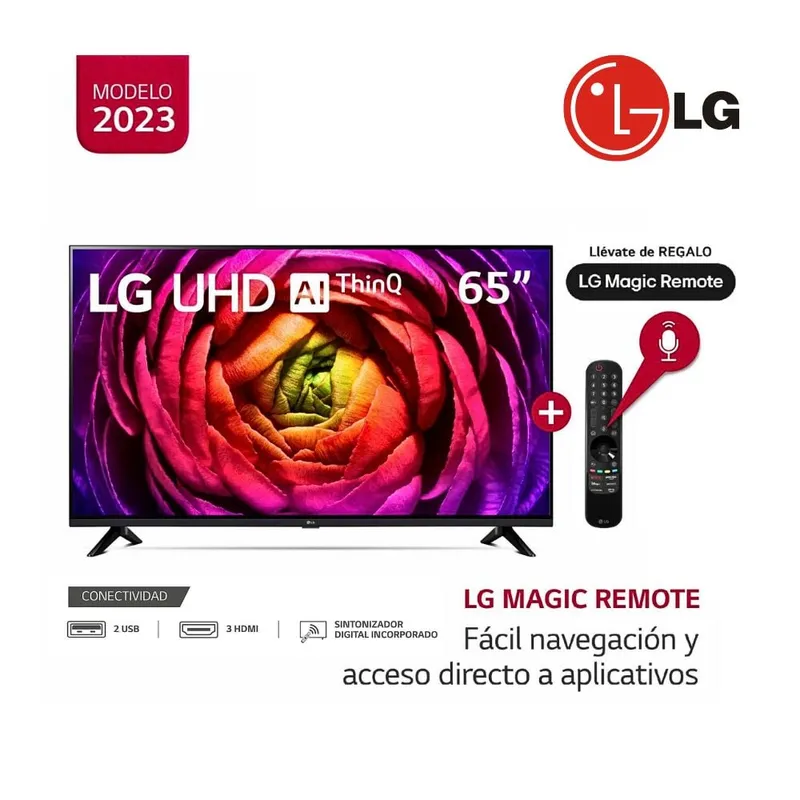 LG - Televisor LG 65'' 4K- UHD AI ThinQ - Smart TV WebOS 23 α5 AI Processor 4K Gen6