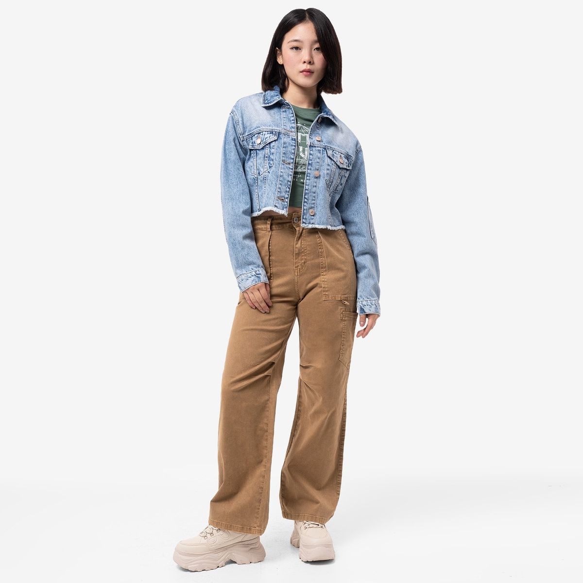 SQUEEZE - CASACA CROP DENIM RING CIENET TOTAL SKY ST