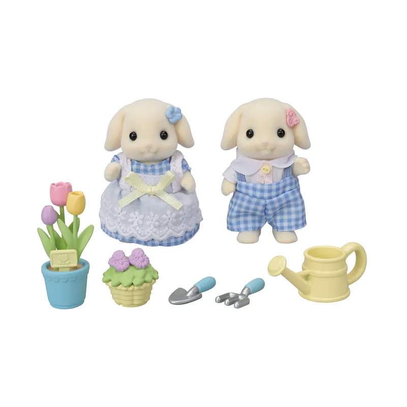 SYLVANIAN FAMILIES - Sylvanian Families Calico Critters Hermanos Conejos Con Accesorios Jardinería