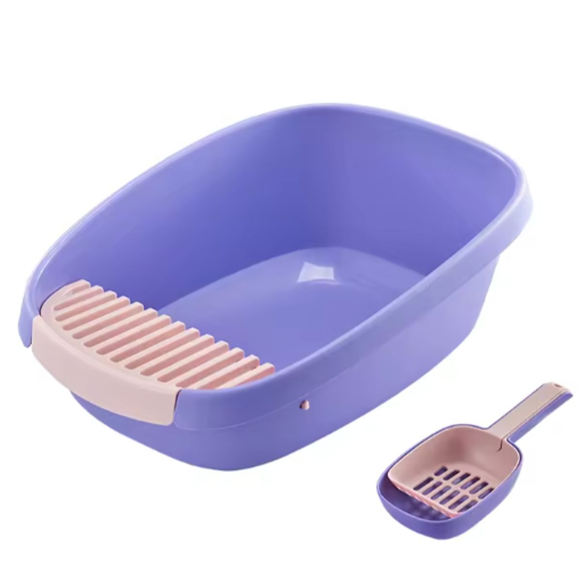 GENERICO - Arenero abierto para gato talla XXL oval 61x44cm - Lila