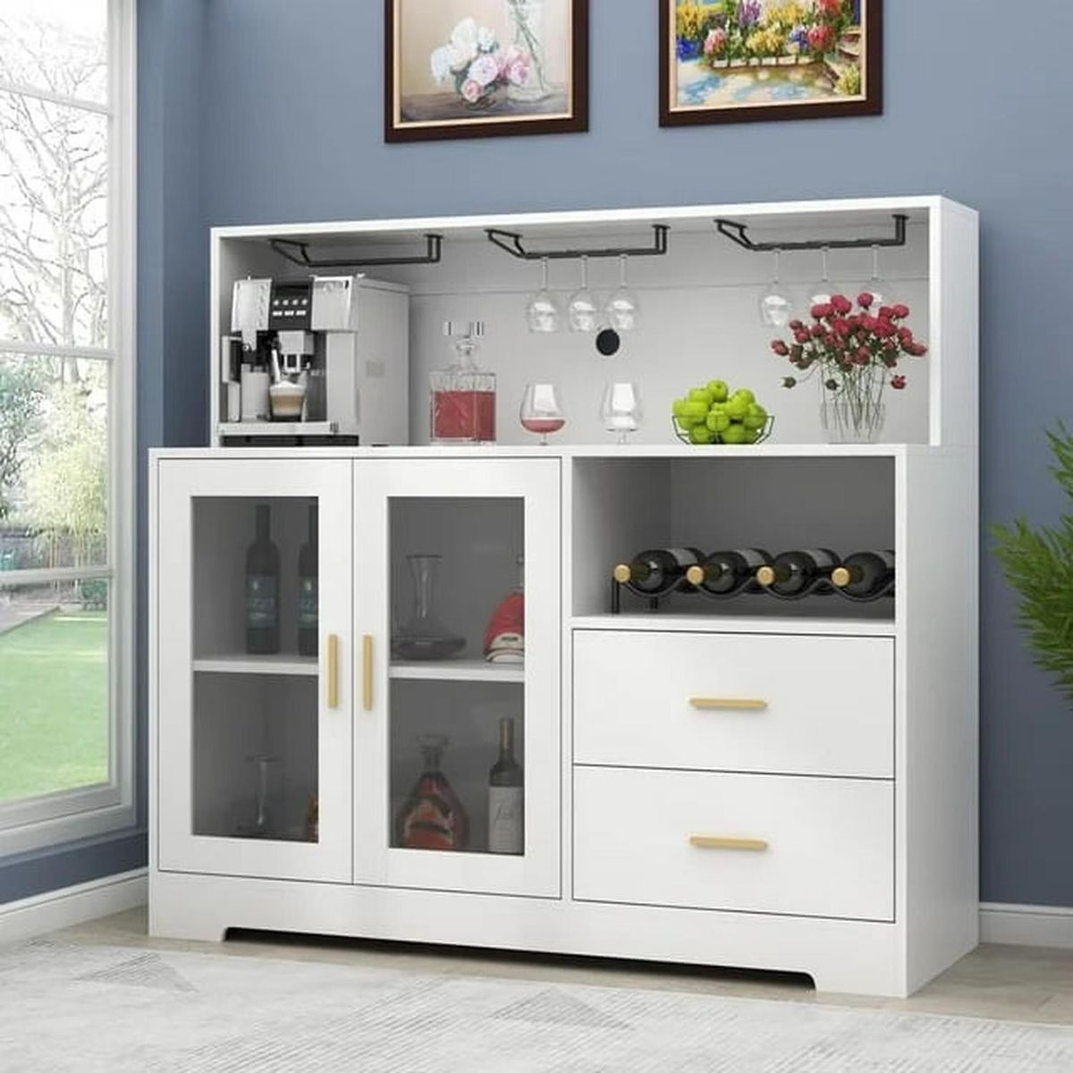 MUEBLES CRISOSTOMO - Bar Vinero Moderno Blanco 120cm