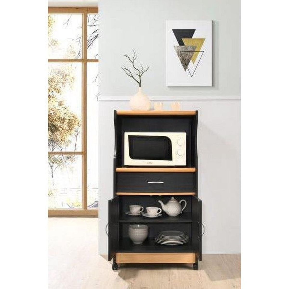 MUEBLES CRISOSTOMO - Alacena de Melamina con Ruedas Negro