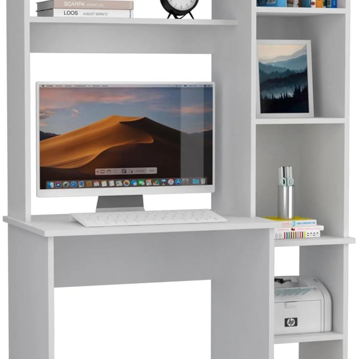 MUEBLES CRISOSTOMO - Escritorio Estante de Melamina Blanco 98cm