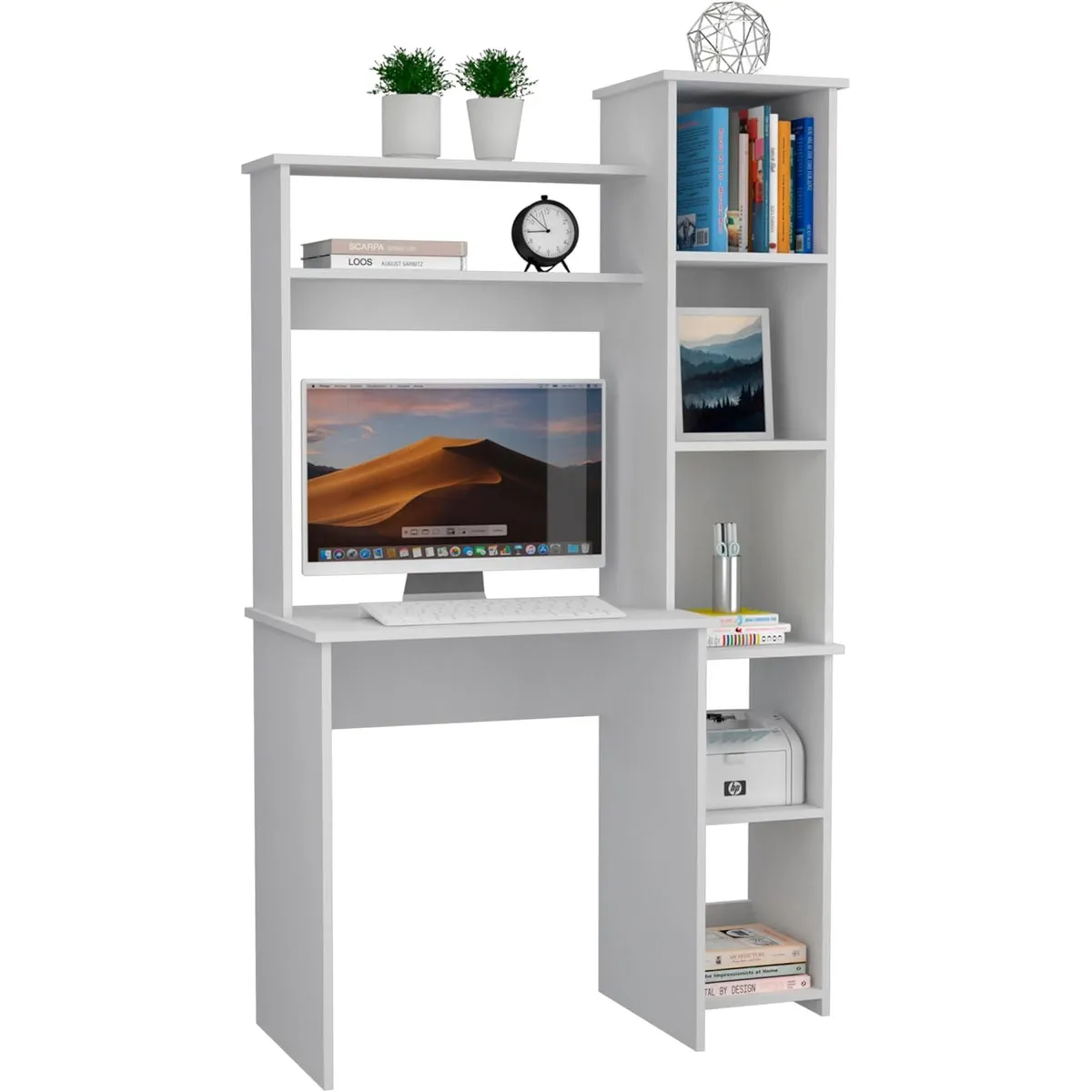 MUEBLES CRISOSTOMO - Escritorio Estante de Melamina Blanco 98cm