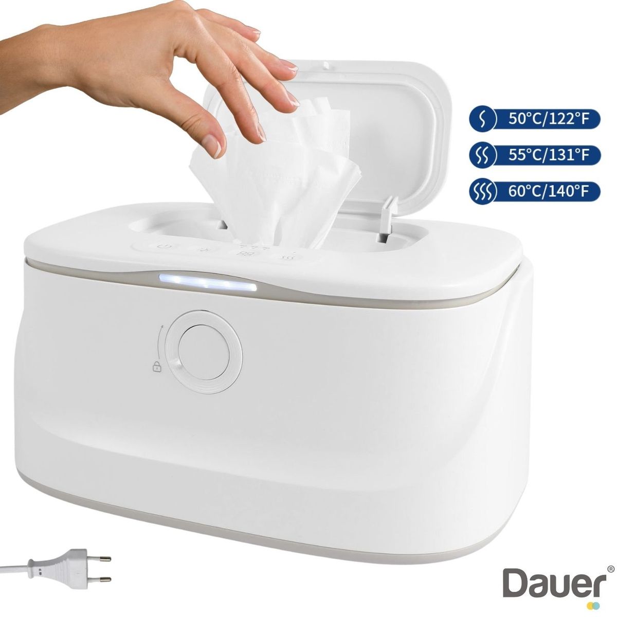 DAUER - Calentador de Toallitas Pañitos Humedos con Luz Nocturna