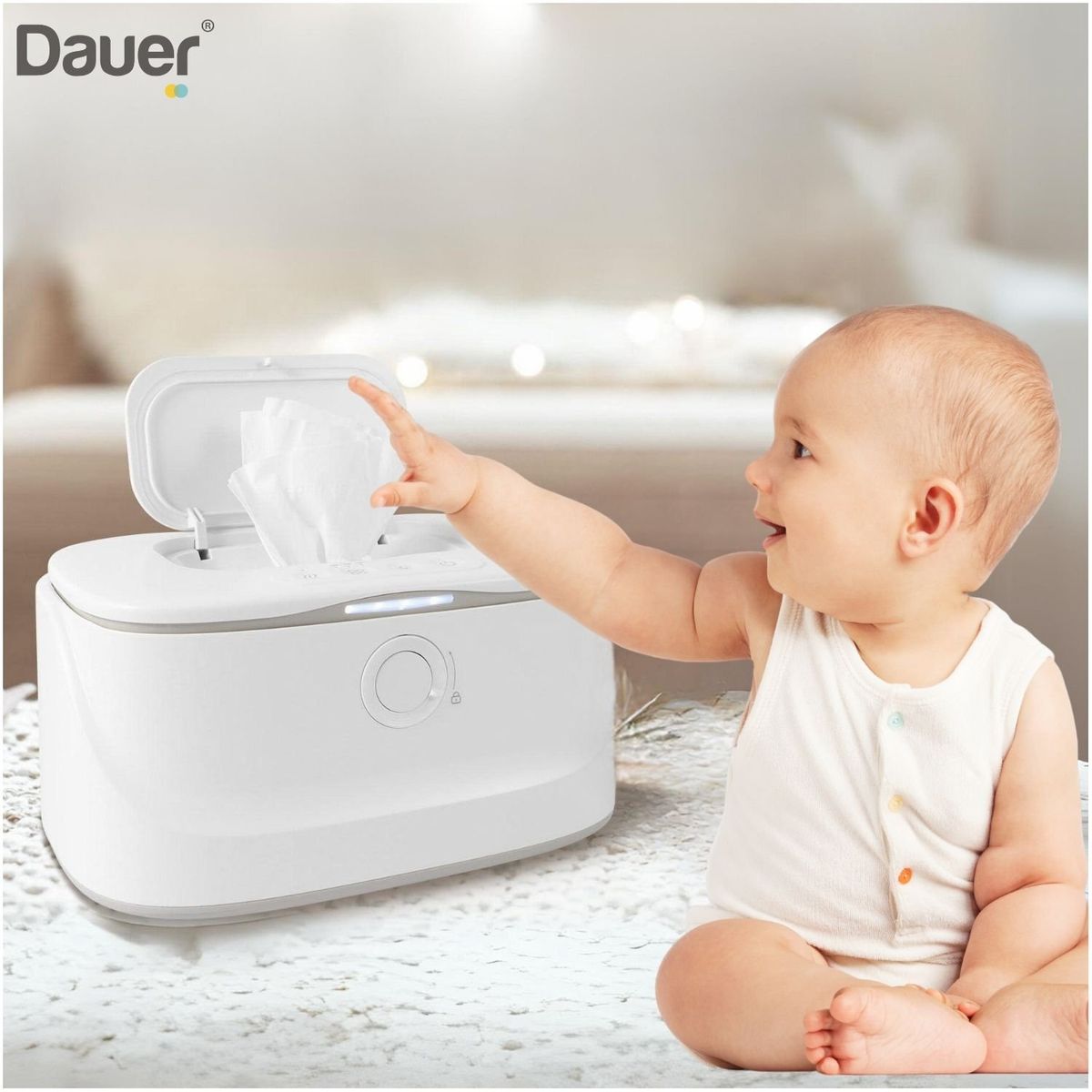 DAUER - Calentador de Toallitas Pañitos Humedos con Luz Nocturna