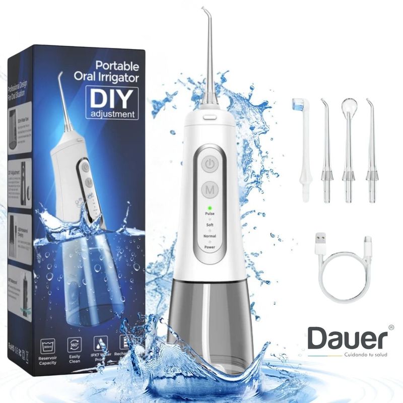 DAUER - Irrigador Bucal Eléctrico Inalámbrico Profesional Recargable