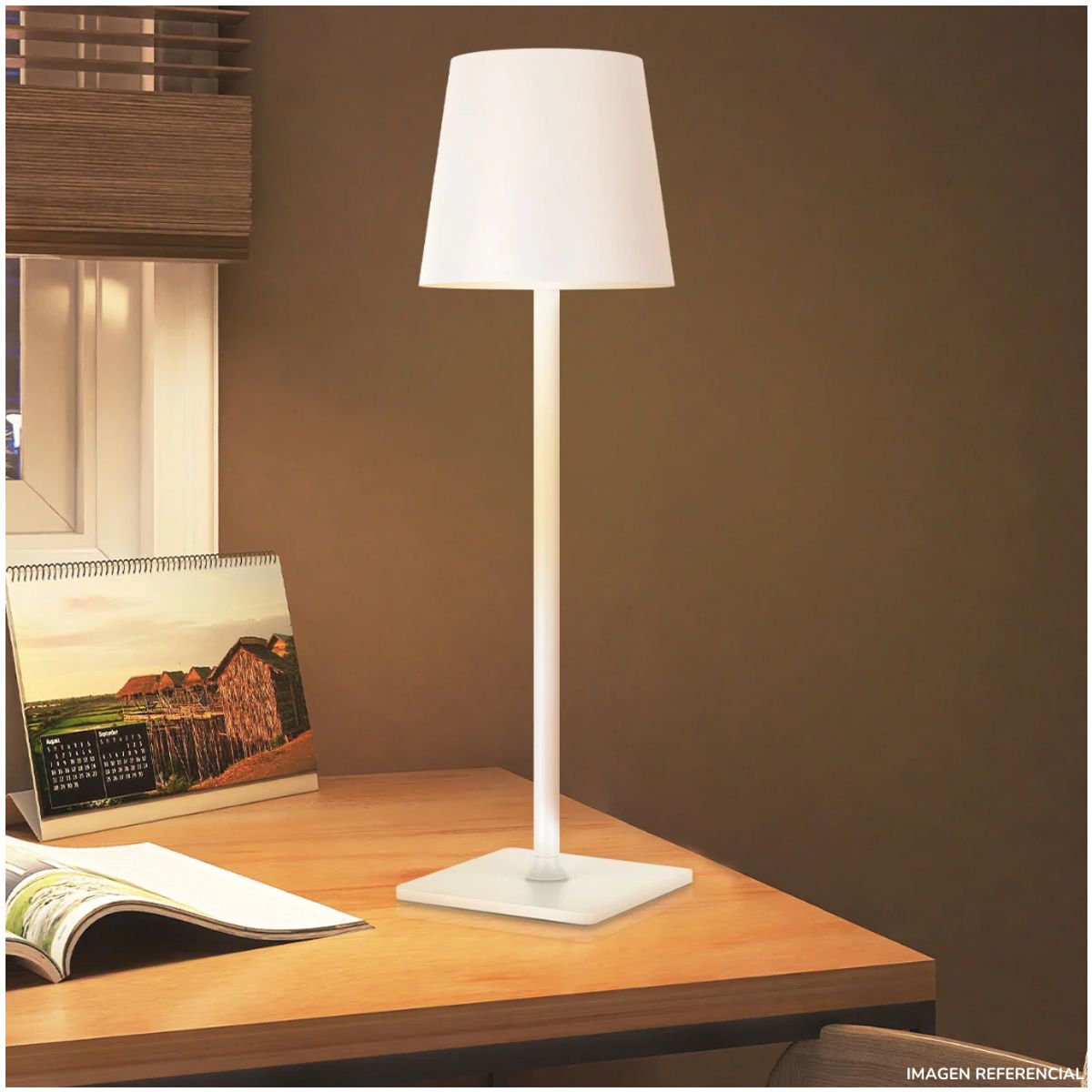 INSPIRA MARKET - Lampara de mesa elegante LED portatil 3 tipos de iluminación