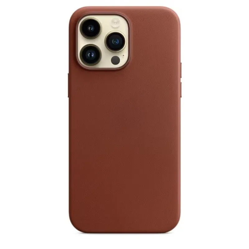 GENERICO - CASE LEATHER CUERO CON MAGSAFE PARA IPHONE 15 PRO MAX MARRON