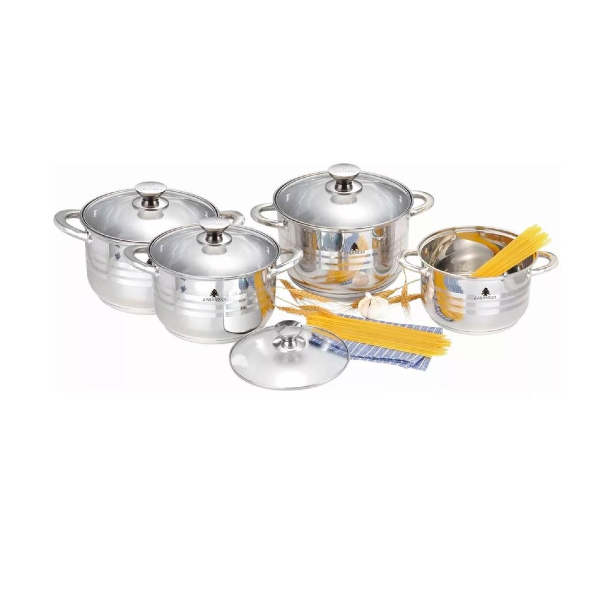 GENERICO - Juego de ollas LIBANESA 8 PZ Acero. Inox TECNOLOGIA ALEMANIA