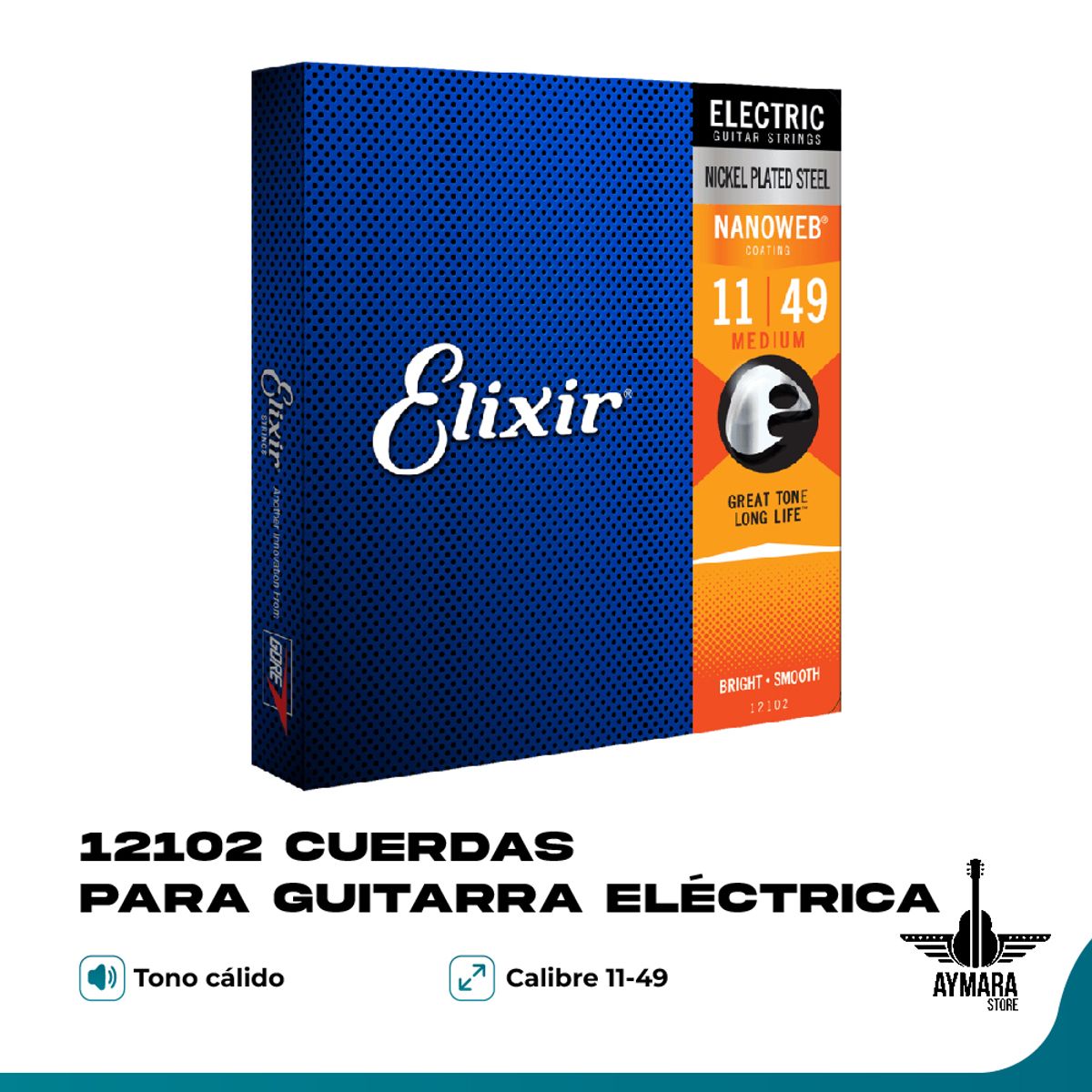 ELIXIR - Elixir 12102 Cuerdas para Guitarra Eléctrica 11-49